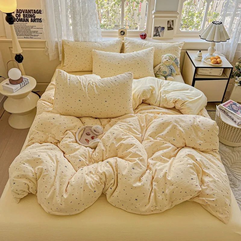 Afralia™ Cloud Touch Ultra Soft Duvet Cover Set in Sweet Design & Double Layer Yarn