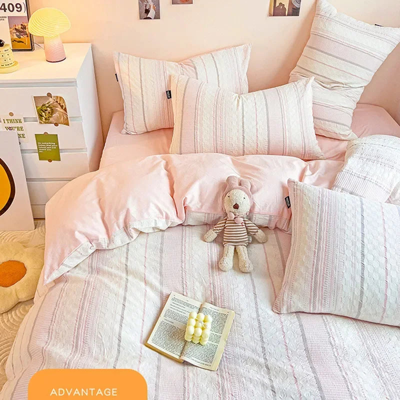 Afralia™ Jacquard Cotton Bedding Set for Queen King Size - Skin Friendly Comforter Cover