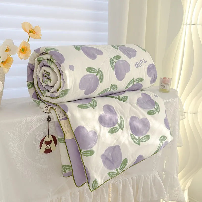 Afralia™ Lightweight Double Gauze Summer Quilt - Soft & Breathable Soya Fibre Fill
