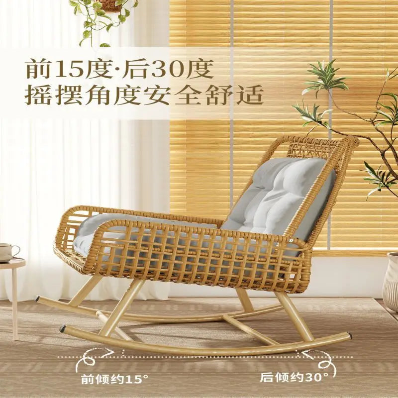 Afralia™ Rattan Rocking Chair: Comfortable Balcony Sofa for Carefree Living