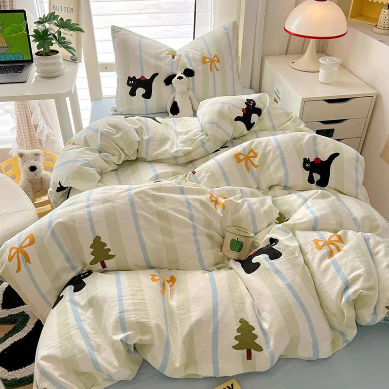 Afralia™ Cartoon Style Cotton Printed Bedding Sets in Single/Double Size