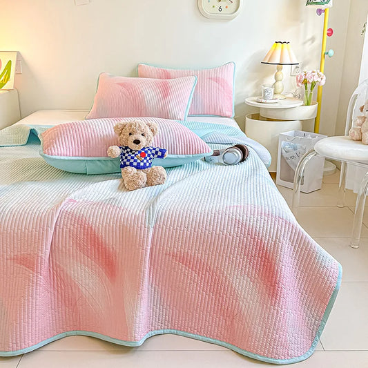 Afralia™ Romantic Gradient Quilted Bedspread Set - Premium Anti-Slip Bed Cover Kit