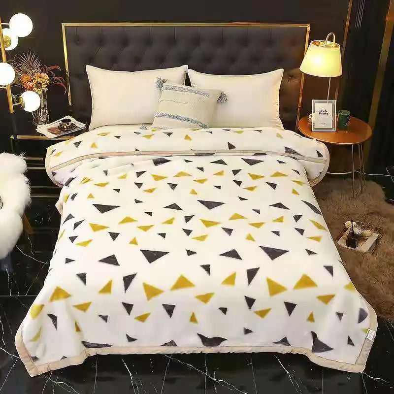 Afralia™ Double Layered Raschel Blanket Vintage Flannel 150X200Cm Size Bed Cover