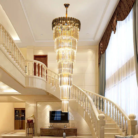 Afralia™ Nordic Duplex Floor Lamp Luxury Villa Pendant Hall Hotel Lobby LED Spiral Staircase