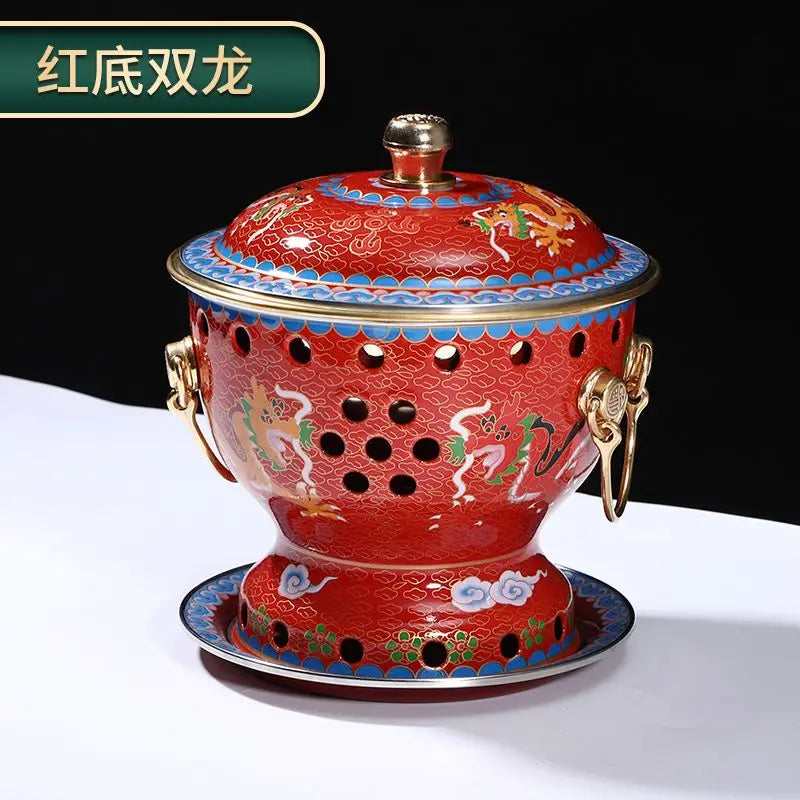 Afralia™ Mini Enamel Hotpot with Alcohol Burner, Pure Copper Single Serving Oil Boiler