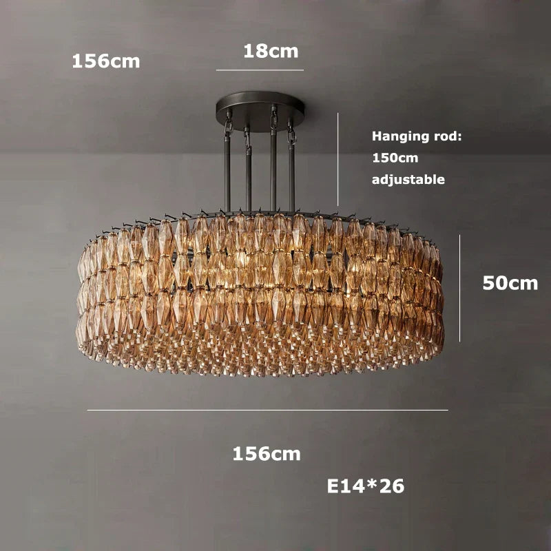 Afralia™ Modern Luxury Glass Shade Brass/Black LED Chandelier, Art Deco Dining Room Ceiling Light