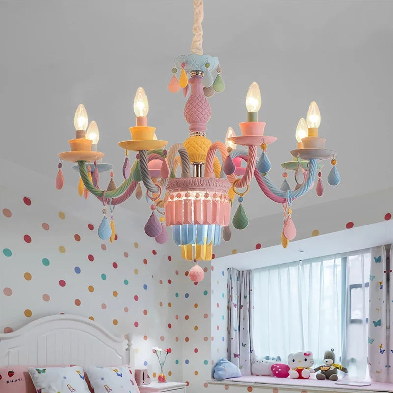 Afralia™ Crystal Chandelier Girl Baby Bedroom Lamp Nordic Princess Room Lighting