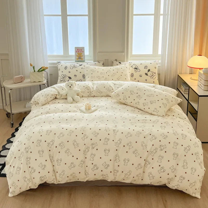 Afralia™ Children Cartoon Print Bedding Set, Double-Layer Yarn Quilt Cover, Cozy Bedroom Decor