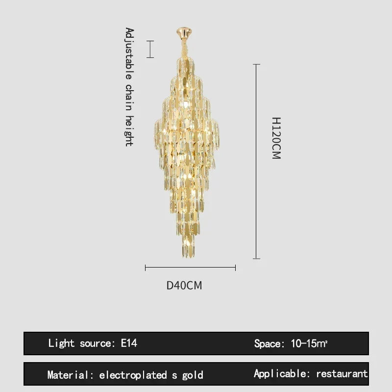 Afralia™ Crystal Luxury Chandelier for Villa Hotel Living Room Spiral Staircase