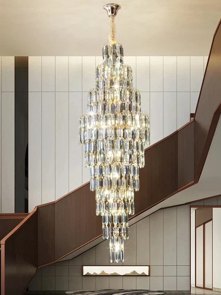 Afralia™ Crystal Luxury Chandelier for Villa Hotel Living Room Spiral Staircase