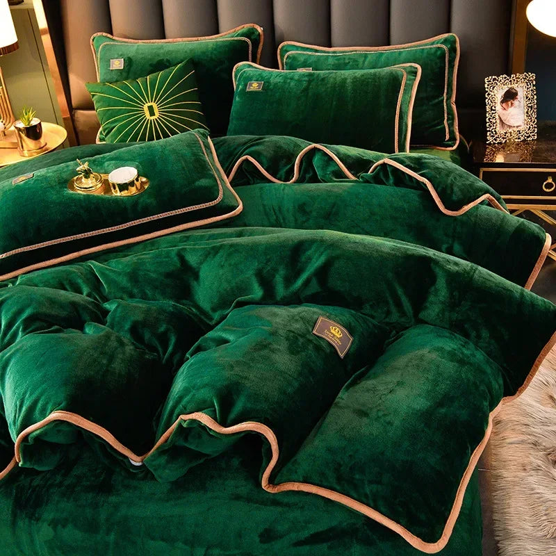 Afralia™ Plush Winter Bedding Set: Ultra-Thick Milk Fleece Duvet, Sheets, Comforter Cover & Pillowcases