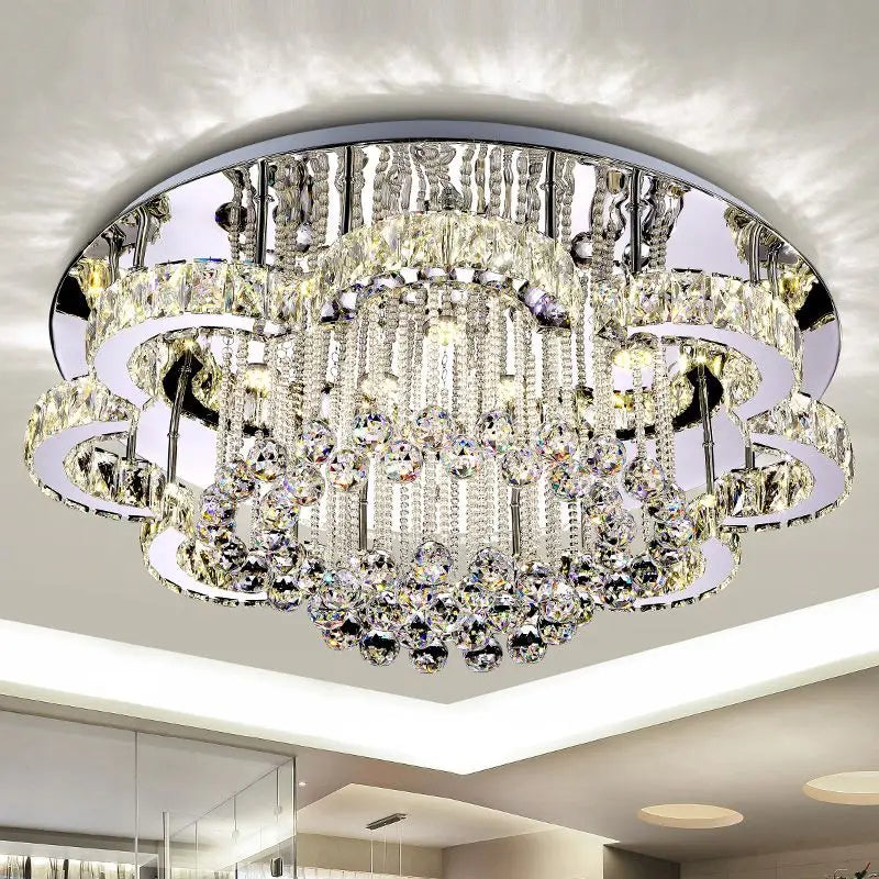 Afralia™ Crystal Ceiling Lamp Minimalist Pendant LED Chandelier for Living Room