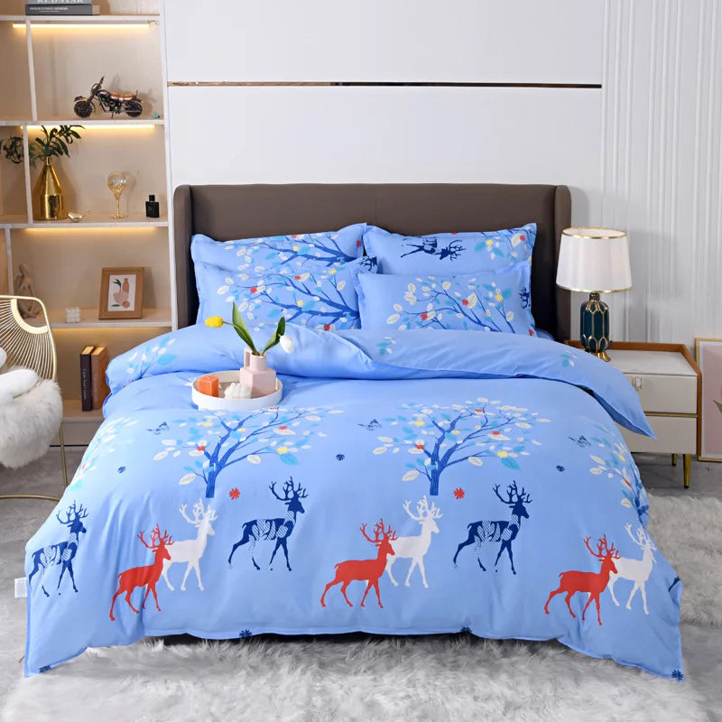 Afralia™ Pastoral Printed Cotton Comforter Cover for Queen King Bed - Four Seasons