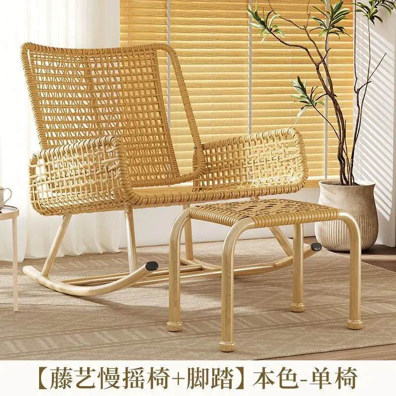 Afralia™ Rattan Rocking Chair: Comfortable Balcony Sofa for Carefree Living