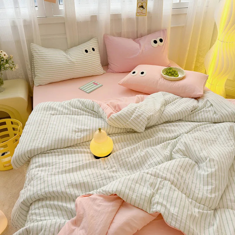 Afralia™ Summer Striped Blanket: Simple, Comfortable, and Breathable for Cool Home Bedspread.