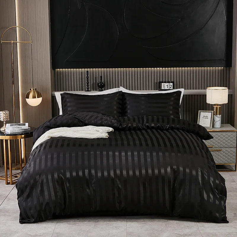 Afralia™ Luxe Silky Stripe Duvet Set: Premium Smooth Cooling Comforter for Home