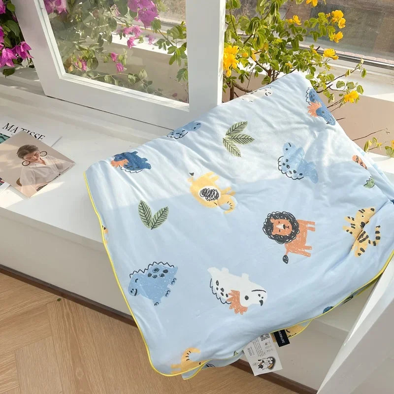 Afralia™ Cartoon Patchwork Summer Cooling Blanket Lightweight Air Condition Comforter