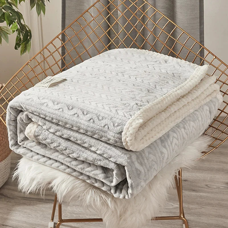 Afralia™ Coral Fleece Flannel Blanket: Cozy Single/Queen Size Little Quilt - Winter Office/Dorm Warmth