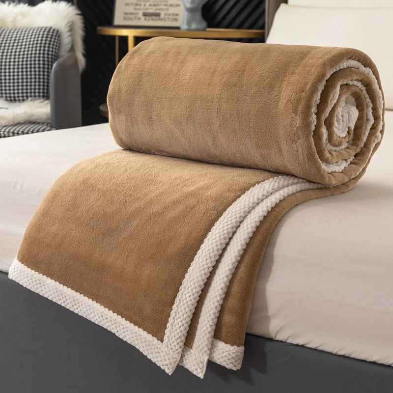 Afralia™ Nordic Double-Sided Milk Velvet Blanket Quilt, Soft All Seasons Nap Blanket