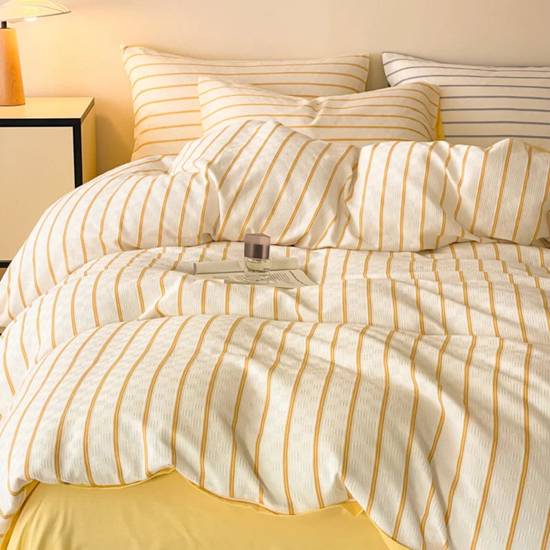 Afralia™ Luxe Striped Printed Bedding Set for All Seasons - Soft Duvet Cover Sets
