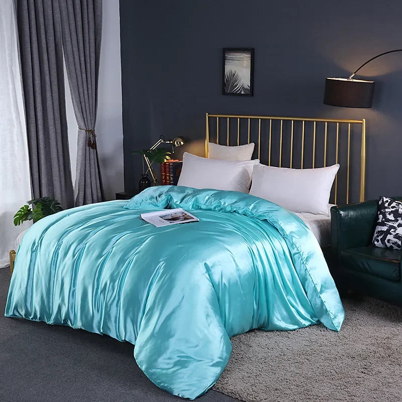Afralia™ Mulberry Silky Queen Duvet Cover Smooth Luxury Satin King Size Blanket