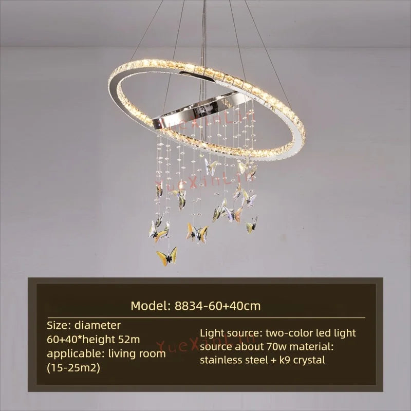 Afralia™ Butterfly Crystal Pendant Chandelier: Modern Luxury for Living, Dining, Bedroom, and Bar