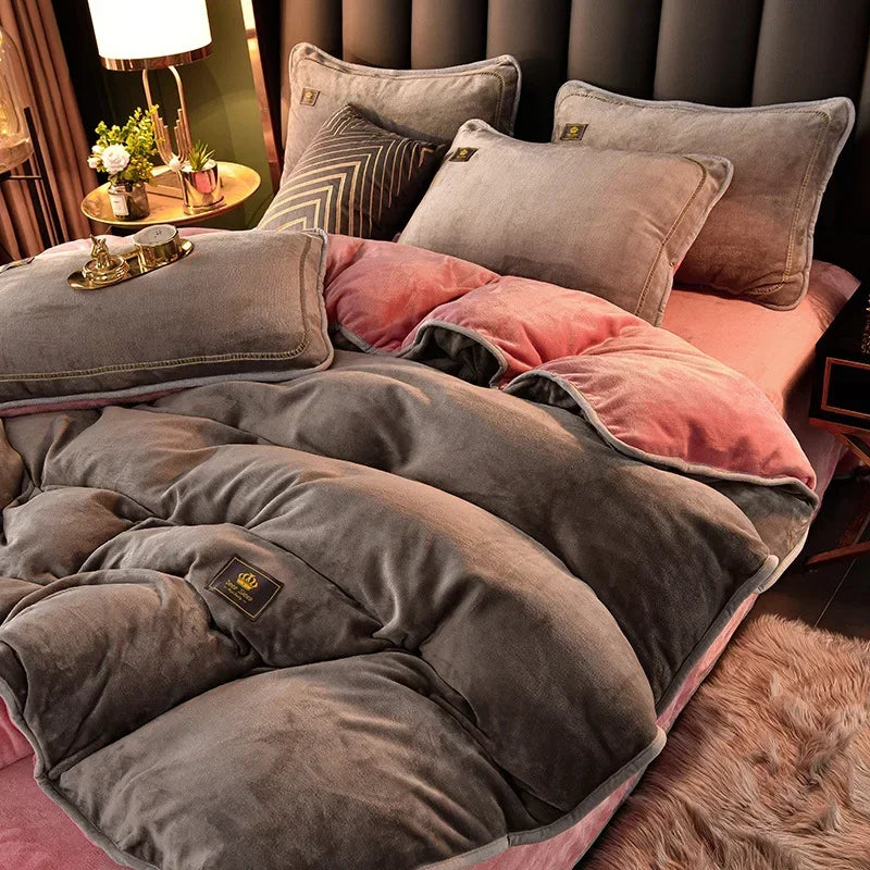Afralia™ Plush Winter Bedding Set: Ultra-Thick Milk Fleece Duvet, Sheets, Comforter Cover & Pillowcases