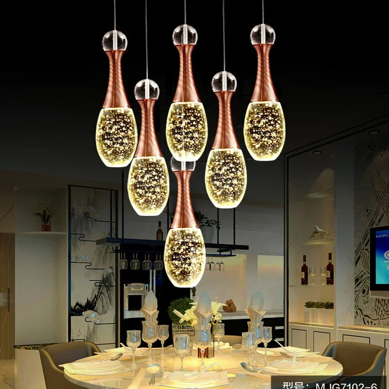 Afralia™ Crystal Pendant Light Champagne Gold for Bedroom and Dining Room
