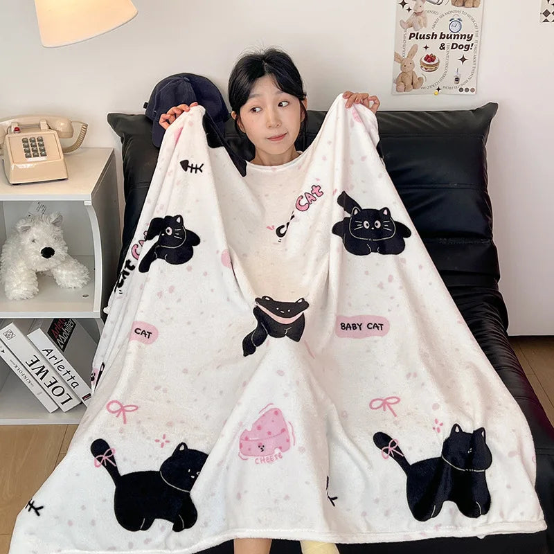 Afralia™ Double-Sided Thin Velvet Printed Blanket for Adults - Spring Autumn Bedding & Sofa Decor