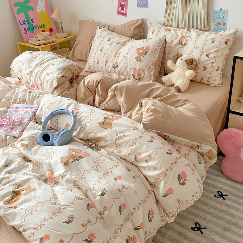 Afralia™ Cloud Cotton Printed Bedding Sets | Super Soft Quilt Set for School Home Twin King