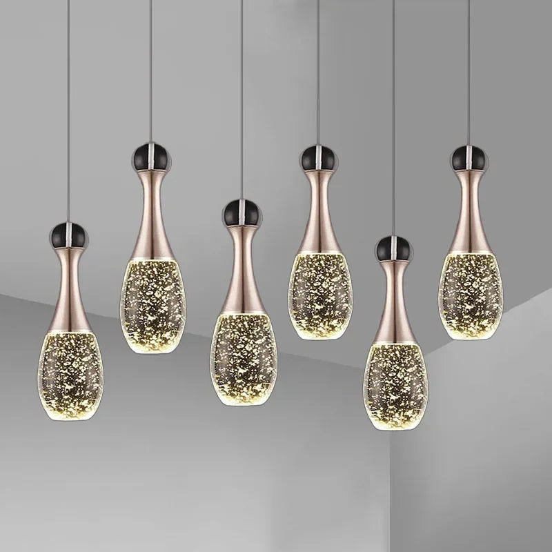 Afralia™ Crystal Pendant Light Champagne Gold for Bedroom and Dining Room