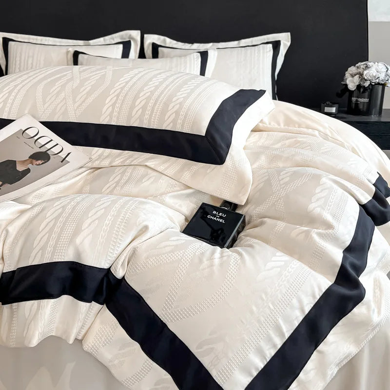 Afralia™ Cotton Jacquard Duvet Cover Set for Queen Double Bed - High End & Cozy