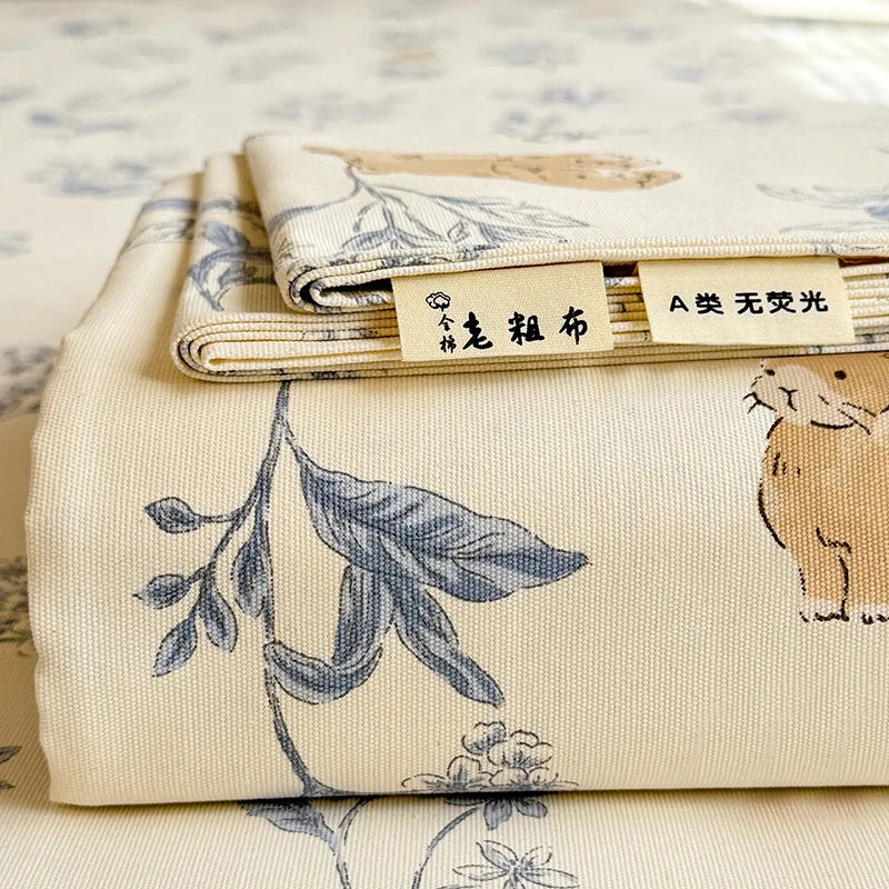 Afralia™ Cooling Cotton Flower Print Bed Cover Matress Protector