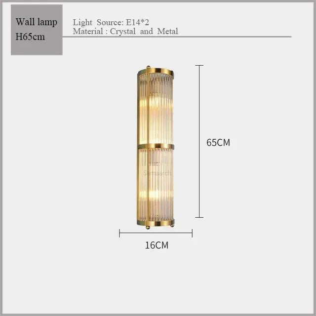Afralia™ Golden Brass Linear Crystal Chandelier - Luxury Pendant Light for Home