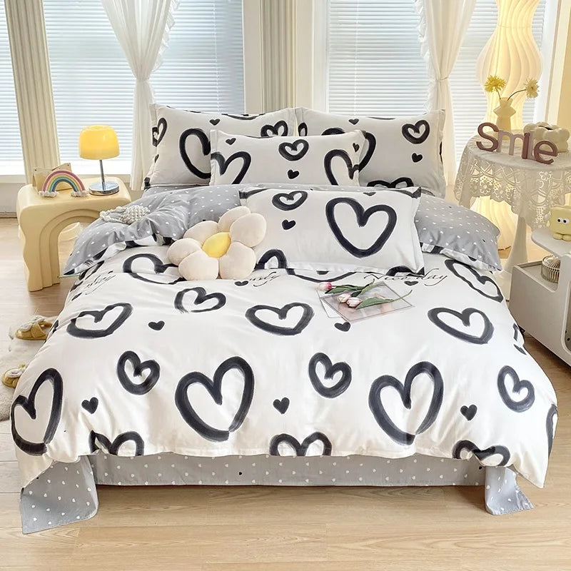 Afralia™ Romantic Flower Print Cotton Bedding Set with Ultra Soft Duvet Cover & Bed Linens