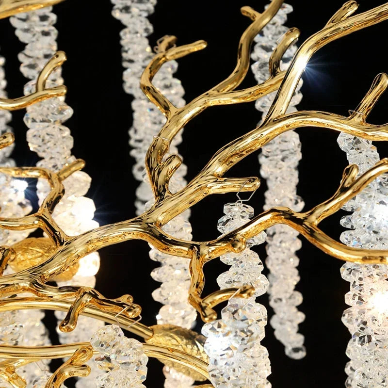 Afralia™ Luxury Crystal Ceiling Chandelier LED Pendant Lamp for Living Dining Bedroom