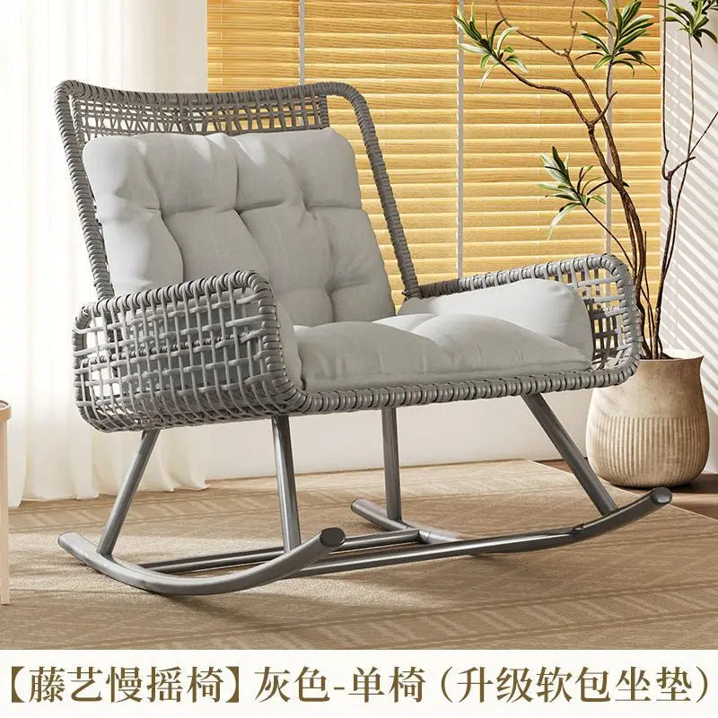 Afralia™ Rattan Rocking Chair: Comfortable Balcony Sofa for Carefree Living