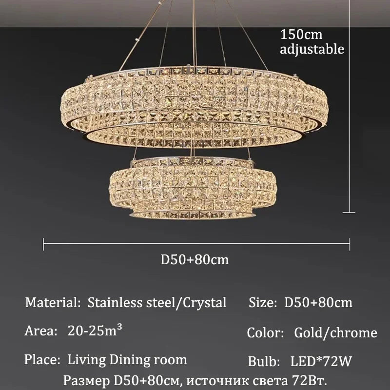 Afralia™ Crystal Chandelier LED Ceiling Light Fixture Pendant Suspension Lamp Luxe Home Decor LuxeCrystal Beauty