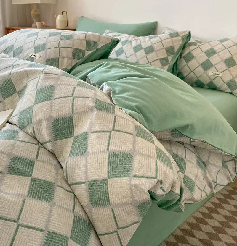 Afralia™ Nordic Cotton Bedding Set: Soft Striped Comforter Cover for Adults