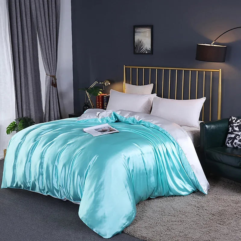 Afralia™ Mulberry Silky Queen Duvet Cover Smooth Luxury Satin King Size Blanket
