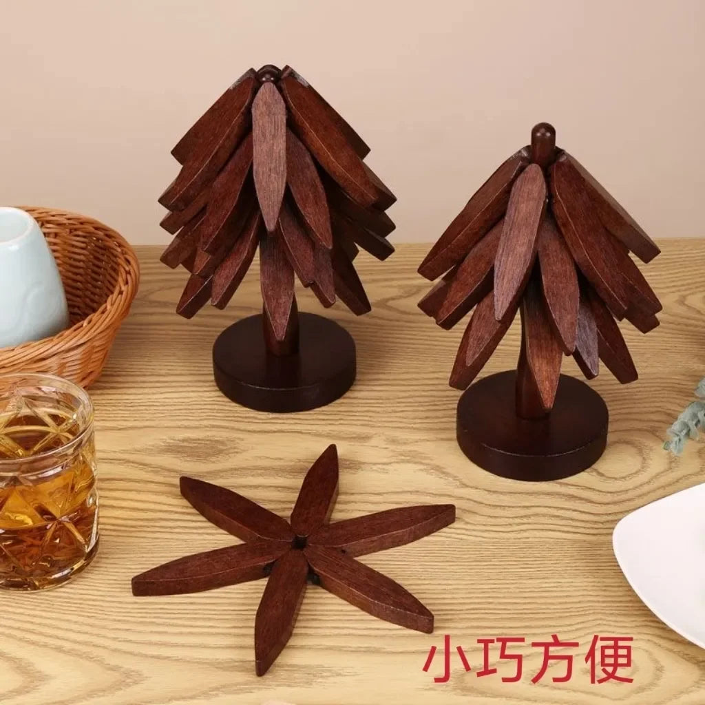 Afralia™ Wooden Trivets Tree Design Stand Heat Resistant Coaster Placemats Pot Mat