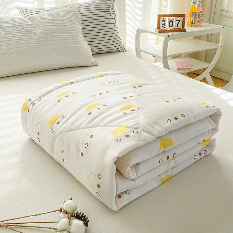 Afralia™ Lightweight Cotton Summer Quilt: Single/Double Machine Washable Air Conditioning Blanket