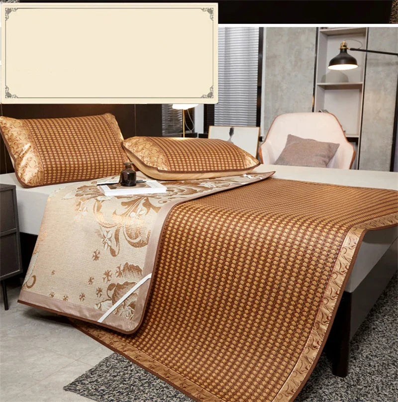 Afralia™ Cooling Rattan Mat & Pillowcase Set - Dual-Sided Thicker  Bed Pad for Summer