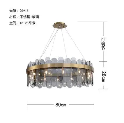 Afralia™ Smoke Grey Glass Pendant Chandelier for Modern Nordic Living Room