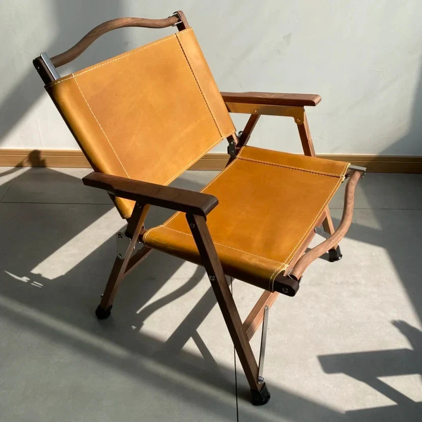 Afralia™ Portable Folding Backrest Chair with Faux Wood Armrests