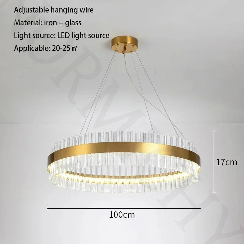 Afralia™ Luxury Gold Round LED Chandelier Contemporary Pendant Light