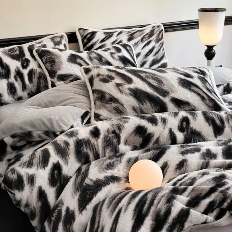 Afralia™ Cozy Rabbit Hair Bed Set, Queen Size Comforter for Winter Luxury Comfort
