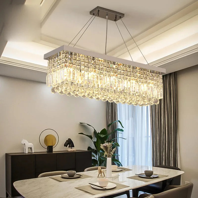 Afralia™ Crystal LED Chandelier for Home, Dining, Living Room & Bedroom