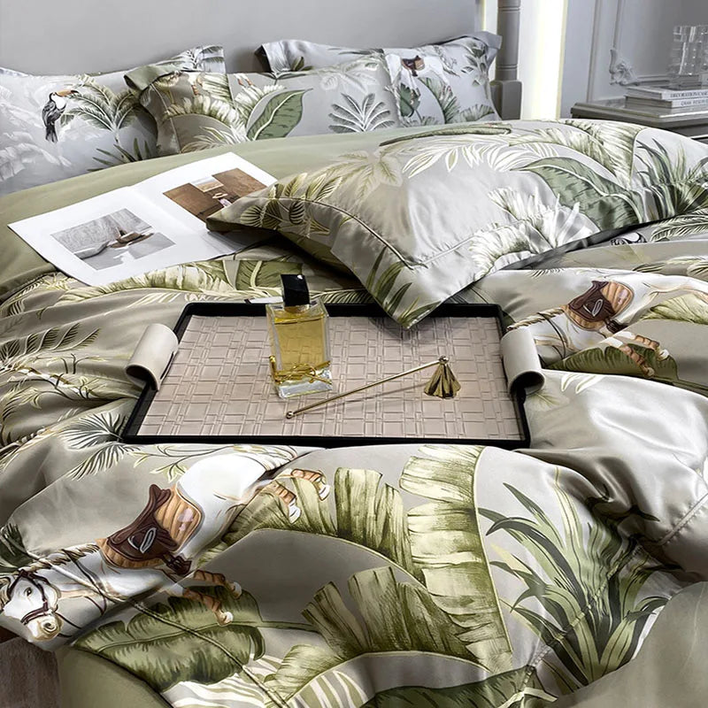 Afralia™ 3D Printed Faux Silk Bedding Set - Cooling, Skin-Friendly, Non-Fading Comfort