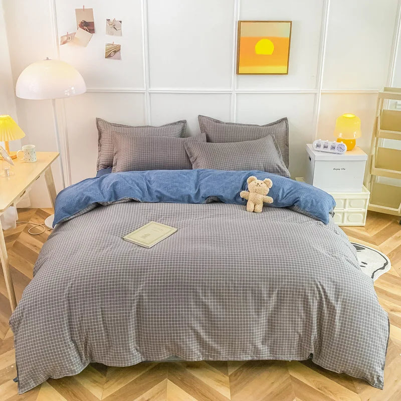 Afralia™ Soft Large Stripe Bedding Set: Brushed Duvet, Sheet, Pillowcases in Nordic Style
